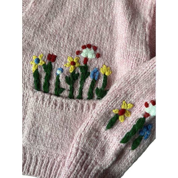Zara Embroidered Jacquard Knit Oversized Sweater Cardigan Pink‎ Size Small - Picture 9 of 10